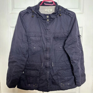 Jessica Hooded Jacket Vintage Navy Blue Size Medium